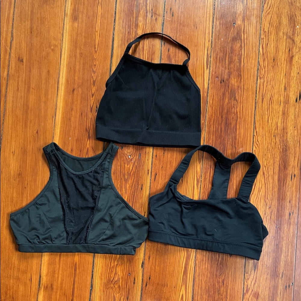 Set of 3 Black Sports Bras Set (size small)